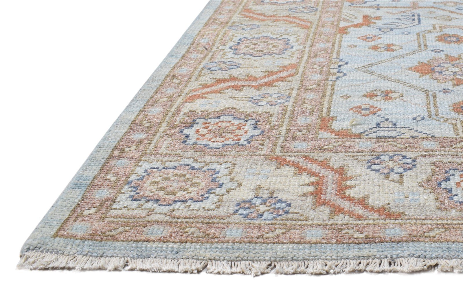 6X9 Rug Silk Teal Blue Persian Hand Knotted Sarouk-Indian Oriental Room Size Area Rug