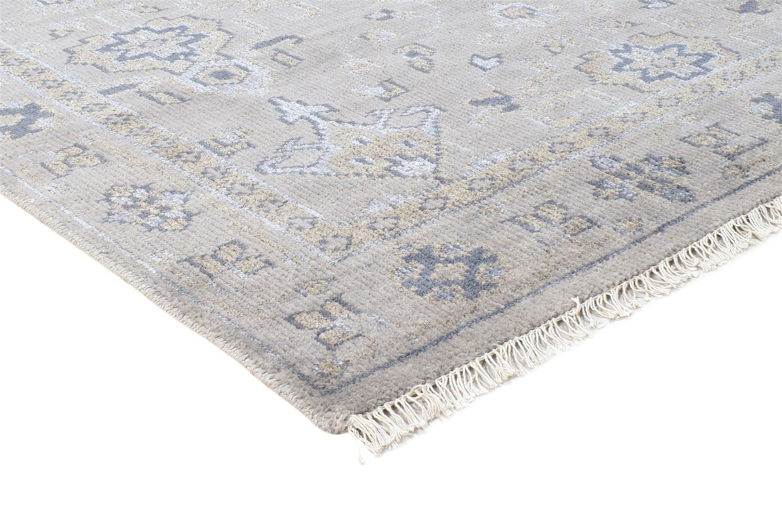 5X8 Rug Wool / Silk Dark Grey Persian Hand Knotted Oushak Oriental Room Size Area Rug