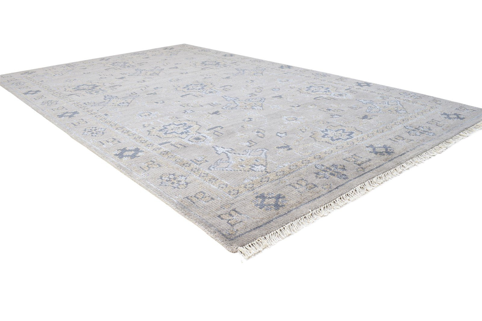 5X8 Rug Wool / Silk Dark Grey Persian Hand Knotted Oushak Oriental Room Size Area Rug