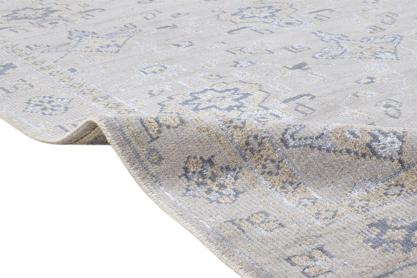5X8 Rug Wool / Silk Dark Grey Persian Hand Knotted Oushak Oriental Room Size Area Rug