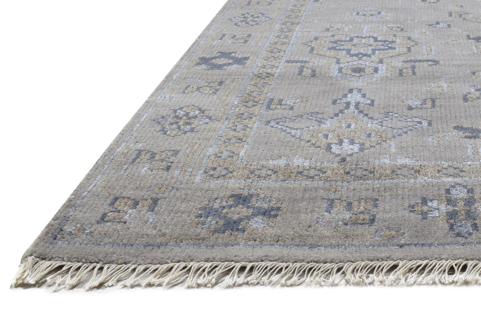 5X8 Rug Wool / Silk Dark Grey Persian Hand Knotted Oushak Oriental Room Size Area Rug
