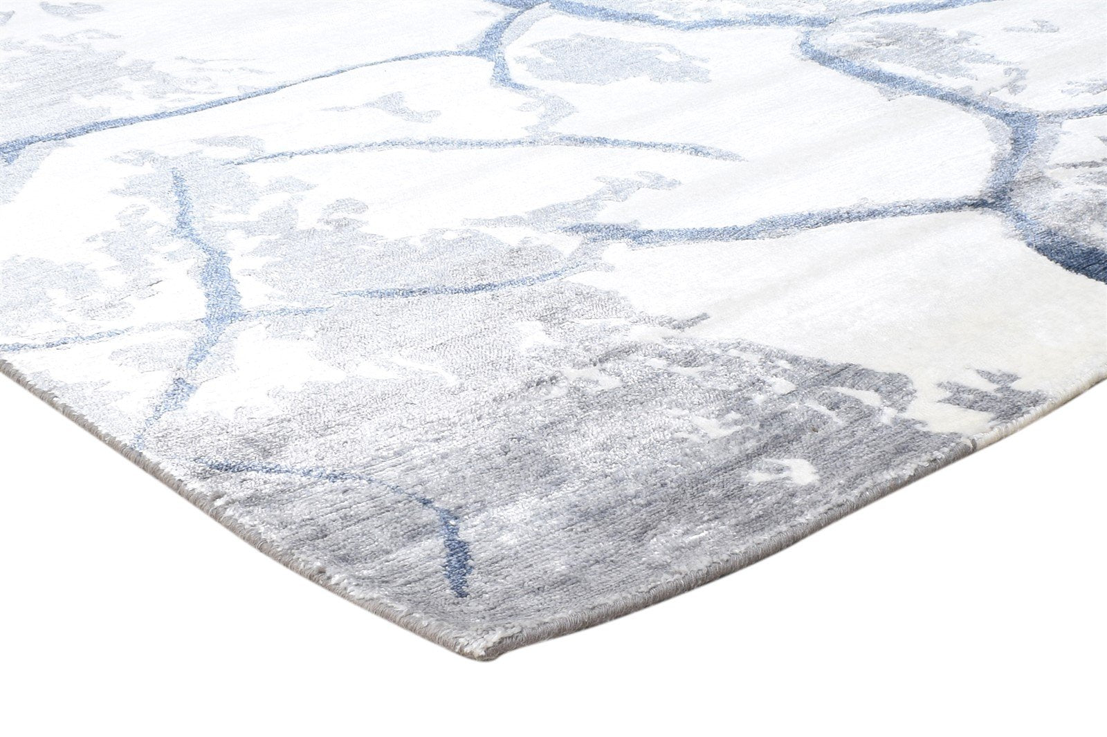 Ivory Wool / Silk Rug 8' X 10' Modern Hand Woven French Abstract Large Carpet Area Rug