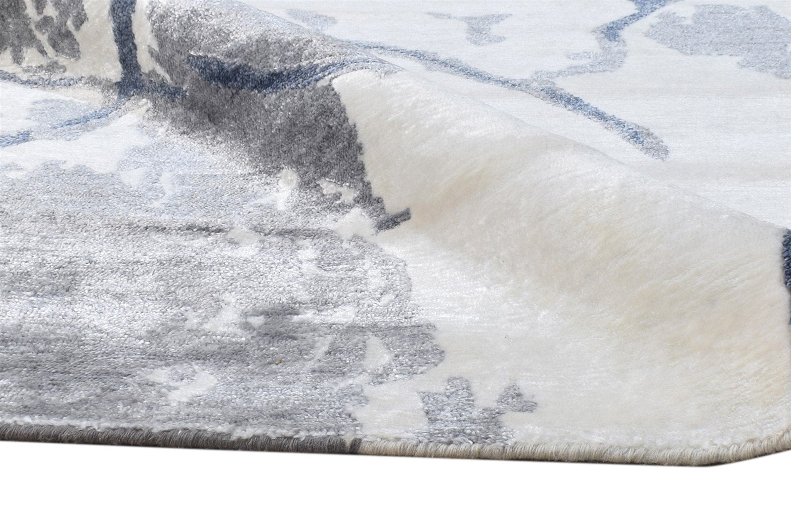 Ivory Wool / Silk Rug 8' X 10' Modern Hand Woven French Abstract Large Carpet Area Rug