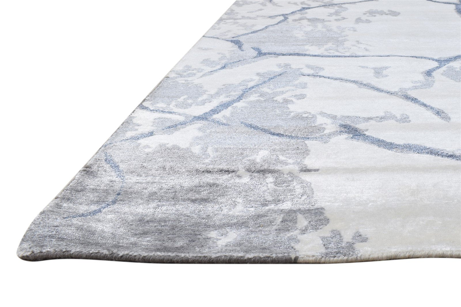 Ivory Wool / Silk Rug 8' X 10' Modern Hand Woven French Abstract Large Carpet Area Rug