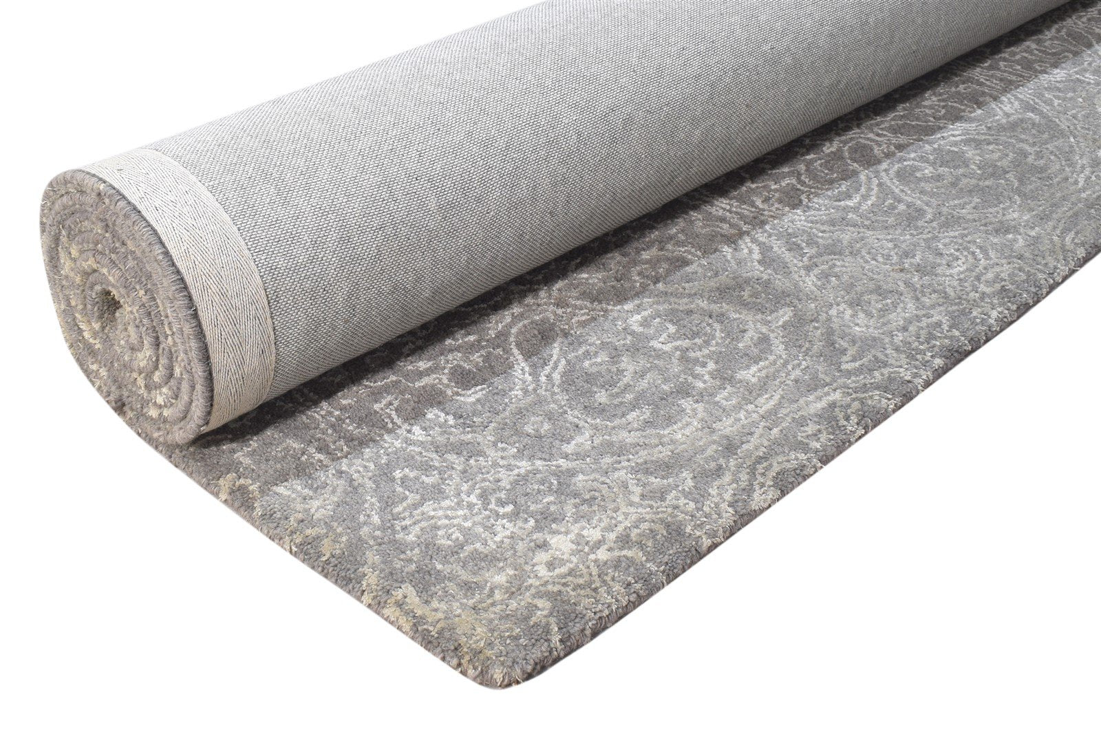Wool Dark Grey Rug 7' X 10' Modern Hand Tufted French Floral Large Carpet Area Rug