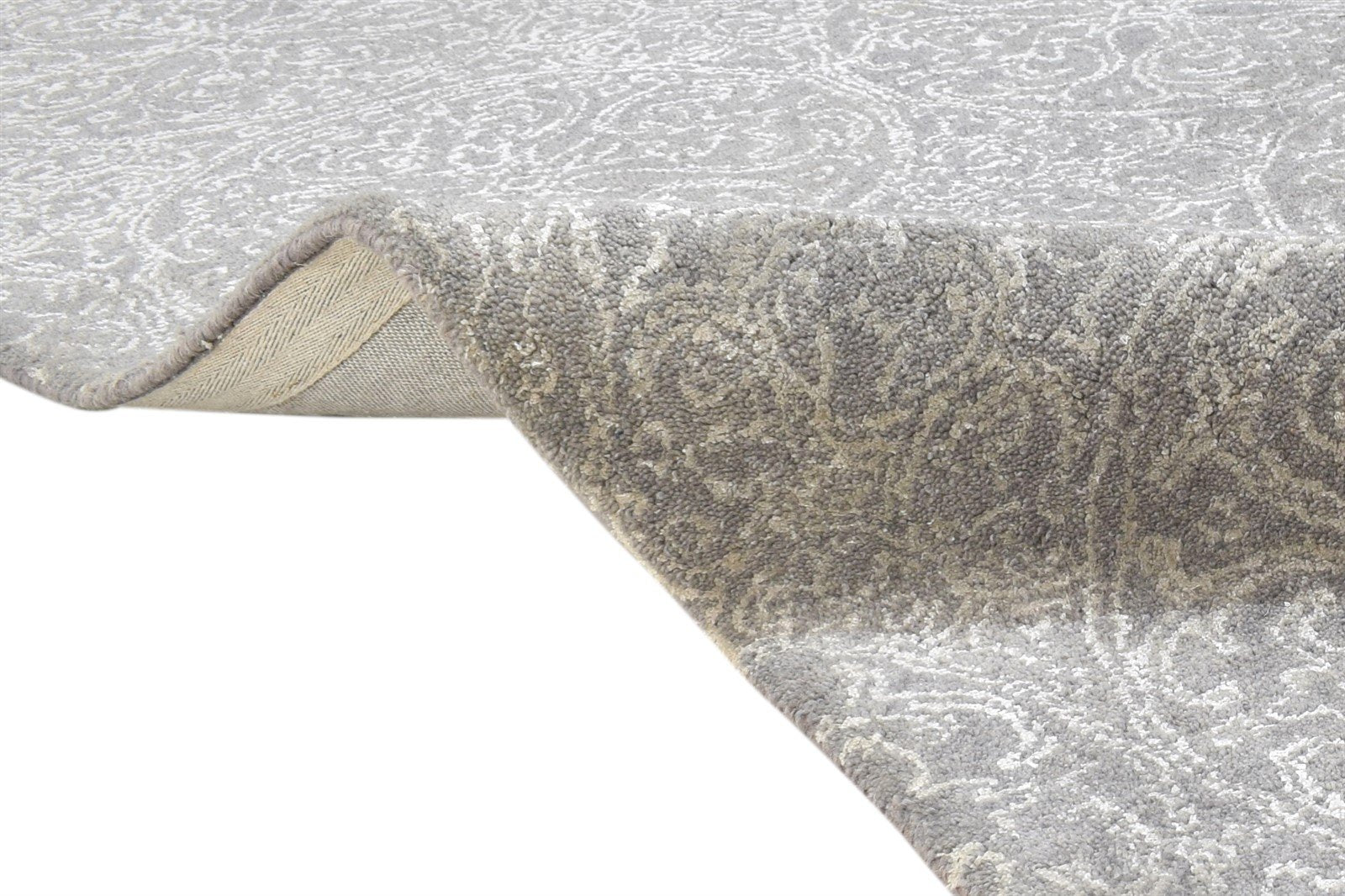 Wool Dark Grey Rug 7' X 10' Modern Hand Tufted French Floral Large Carpet Area Rug
