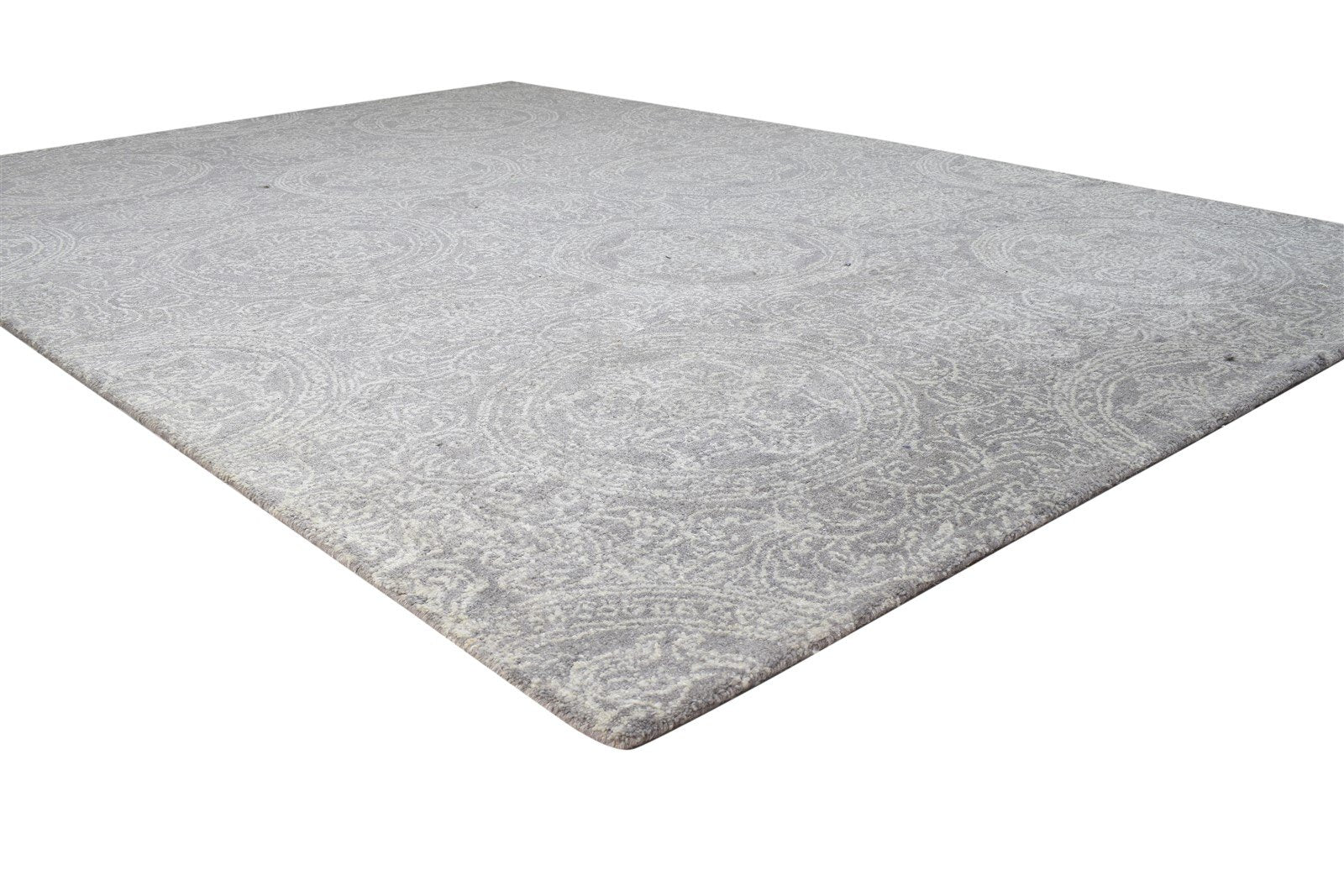 Brown Wool Rug 7' X 10' Modern Hand Tufted French Floral Large Carpet Area Rug