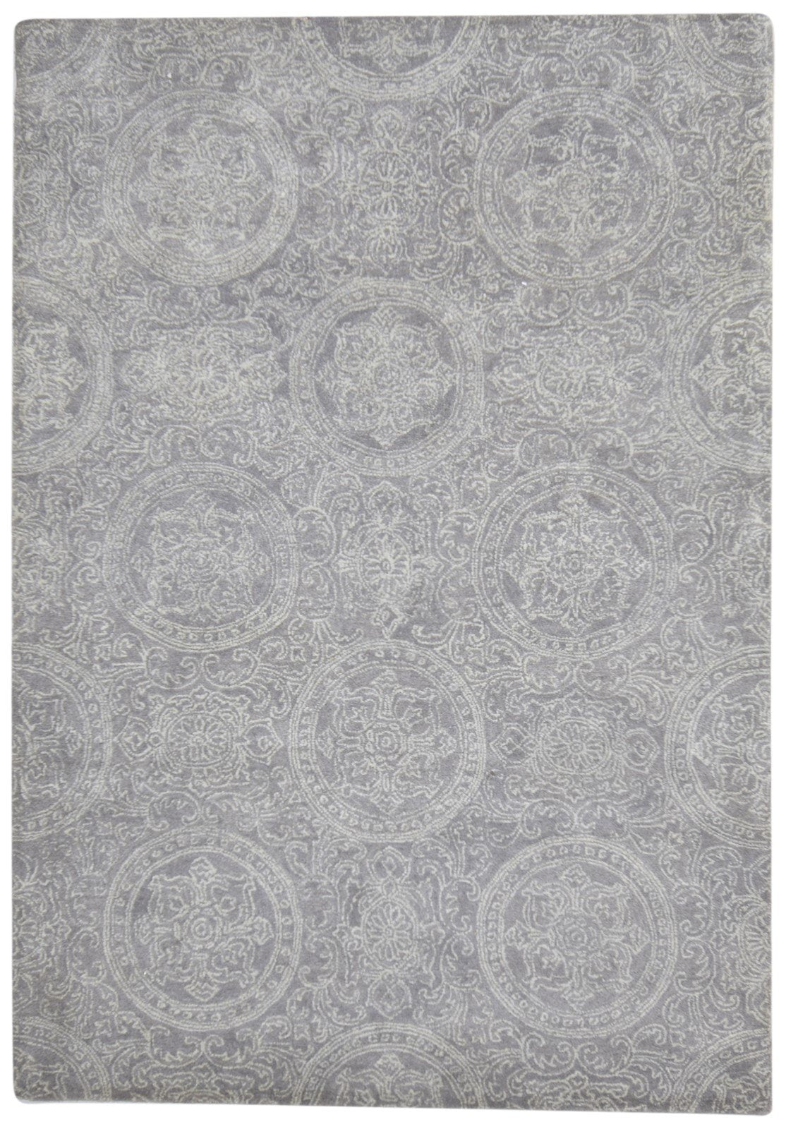 Brown Wool Rug 7' X 10' Modern Hand Tufted French Floral Large Carpet Area Rug