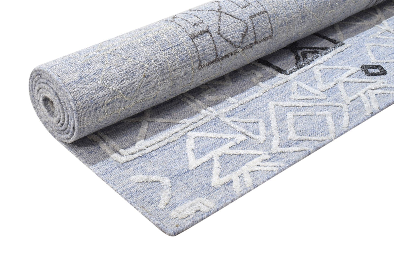 Handloom Grey Polypropylene Rug 5X5 Modern Scandinavian Geometric Room Size Area Rug