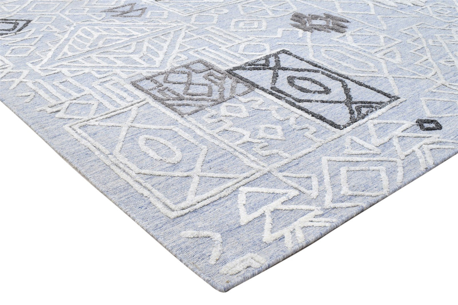 Handloom Grey Polypropylene Rug 5X5 Modern Scandinavian Geometric Room Size Area Rug
