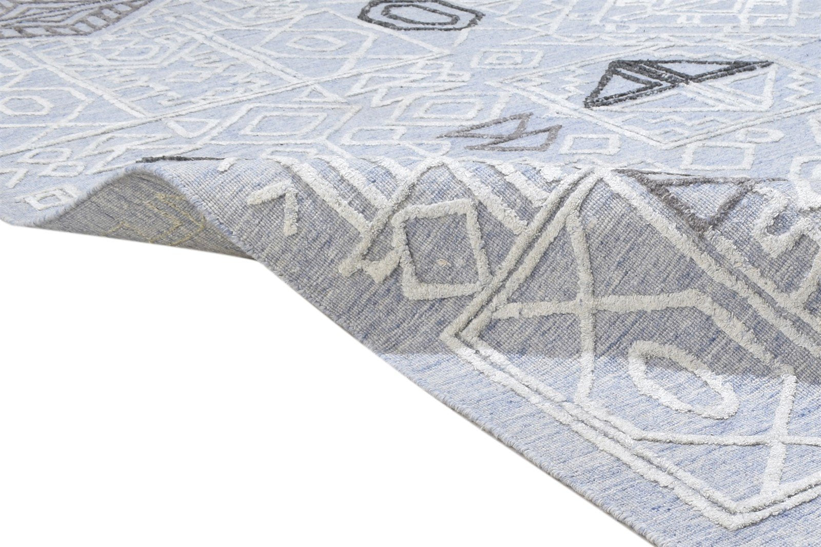 Handloom Grey Polypropylene Rug 5X5 Modern Scandinavian Geometric Room Size Area Rug