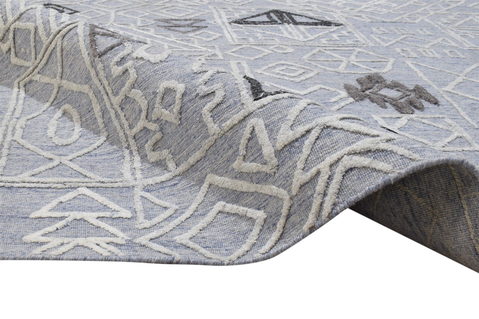 Handloom Grey Polypropylene Rug 5X5 Modern Scandinavian Geometric Room Size Area Rug