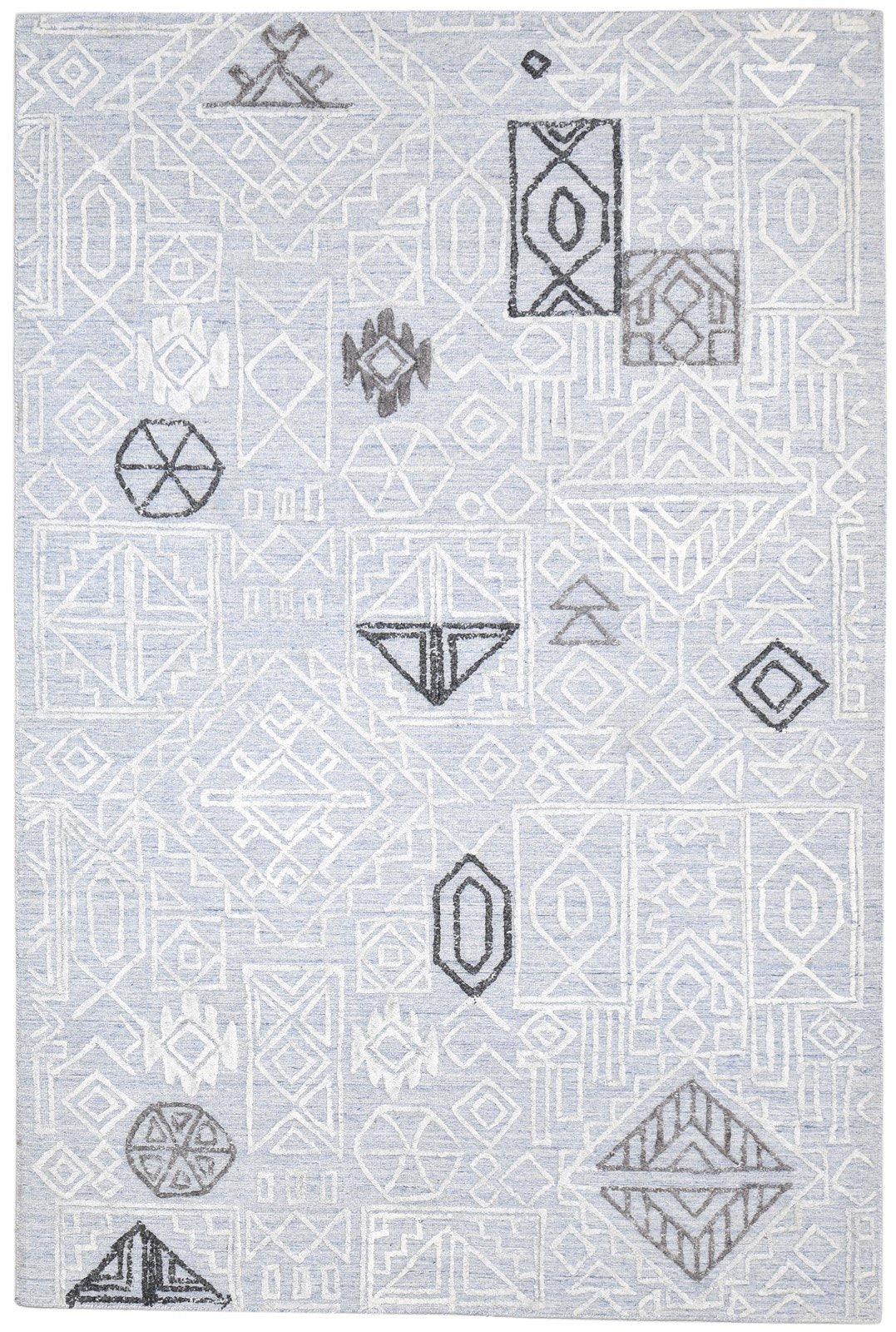 Handloom Grey Polypropylene Rug 5X5 Modern Scandinavian Geometric Room Size Area Rug