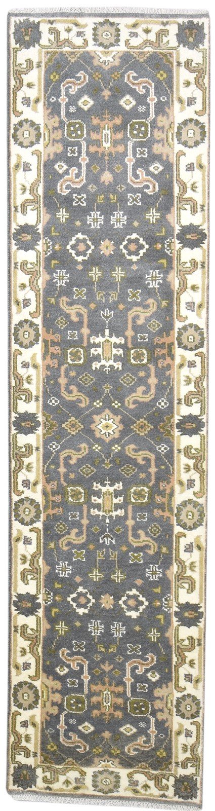 Dark Grey Wool Rug 2'6 X 10' Persian Hand Knotted Oushak Oriental Small Runner 7864832295061
