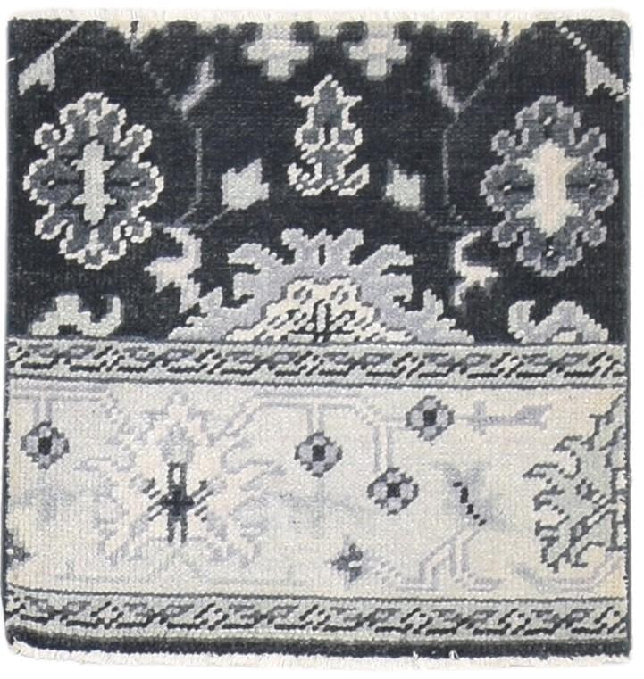 Wool Charcoal Rug 2' X 2' Persian Hand Knotted Oushak Oriental Small Carpet Area Rug