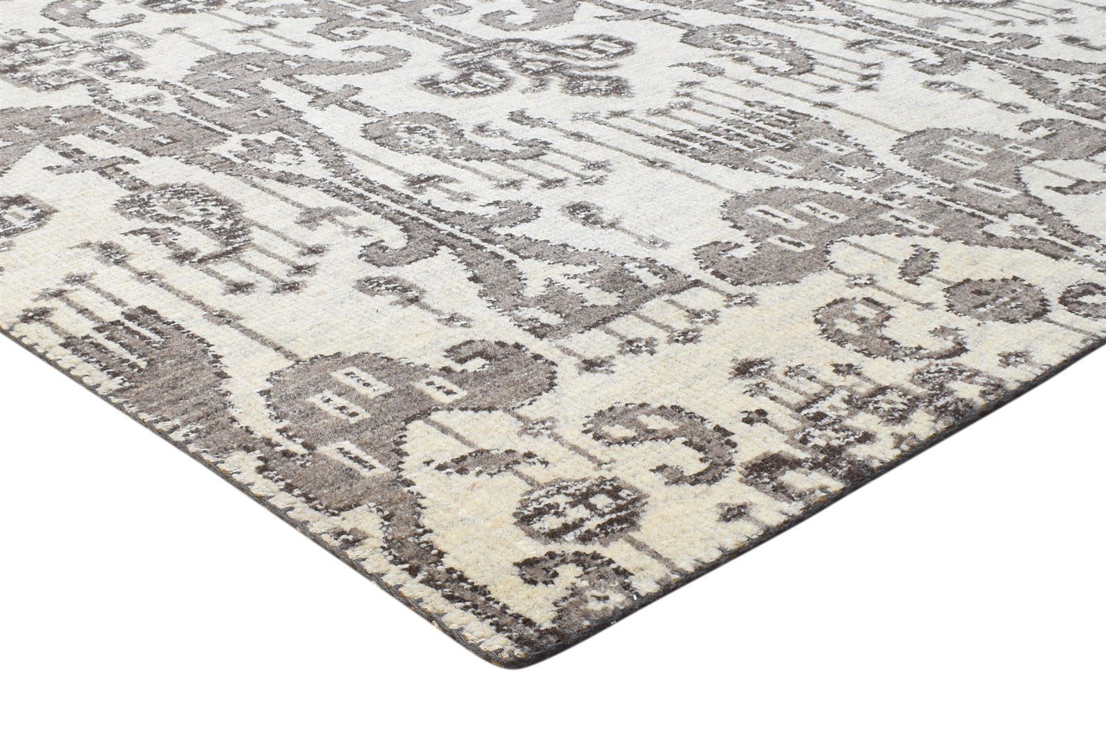 Hand Knotted Grey Wool Rug 5' X 7' Persian Oriental Ikat Room Size Carpet Area Rug