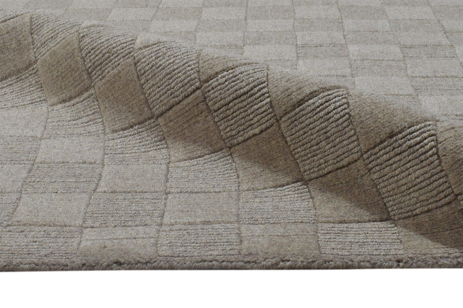 Beige Wool Rug 5' X 8' Modern Handloom Scandinavian Geometric Room Size Carpet Area Rug