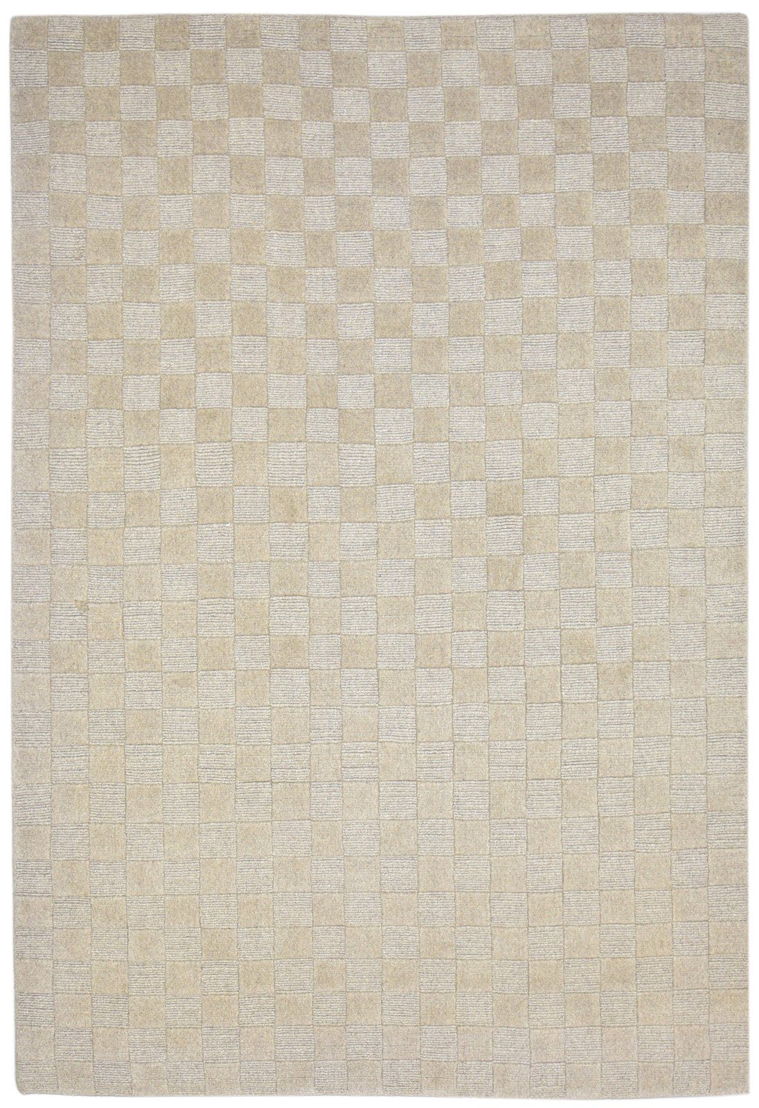 Beige Wool Rug 5' X 8' Modern Handloom Scandinavian Geometric Room Size Carpet Area Rug