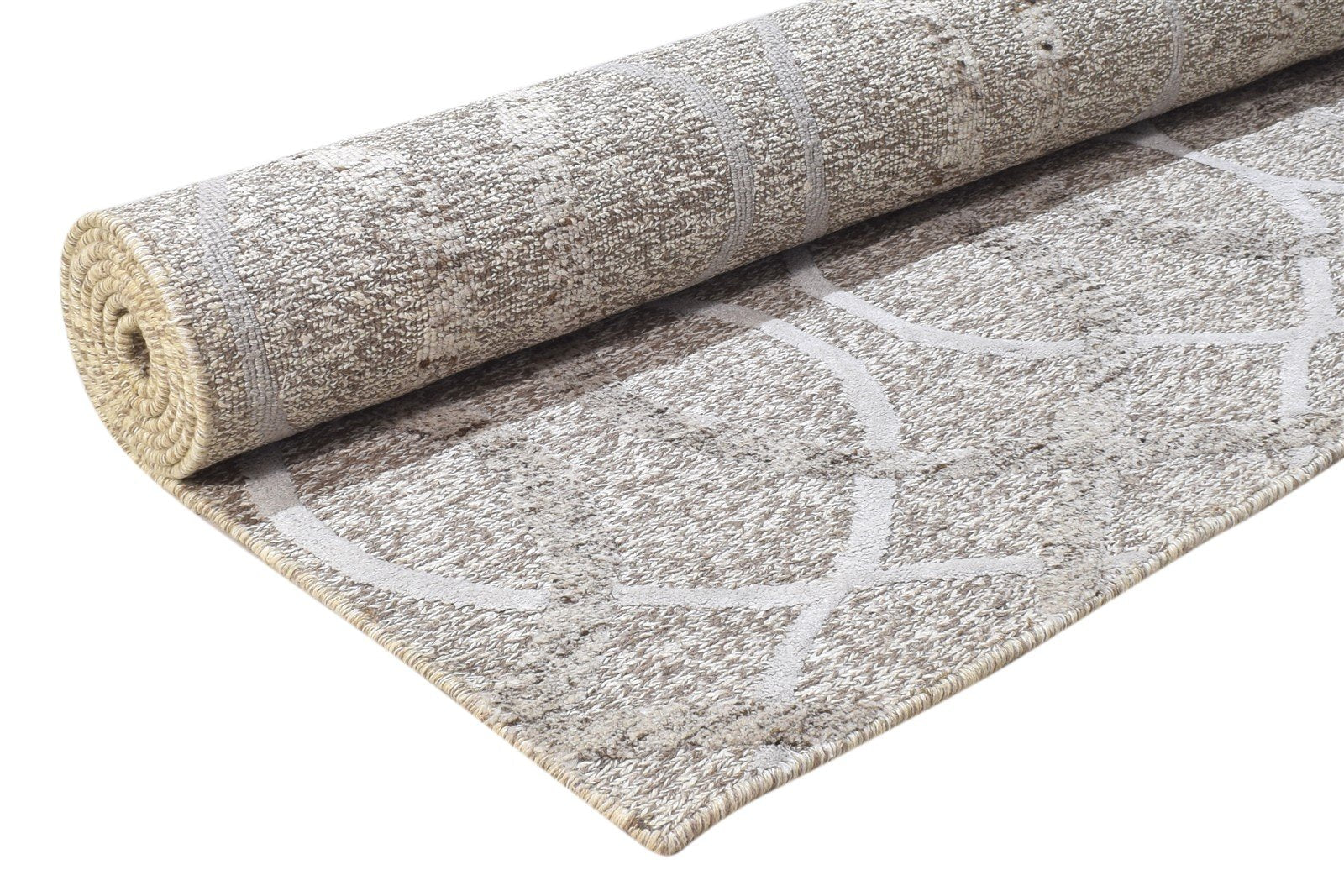 Grey Linen Rug 5' X 8' Modern Hand Knotted Scandinavian Trellis Room Size Carpet Area Rug