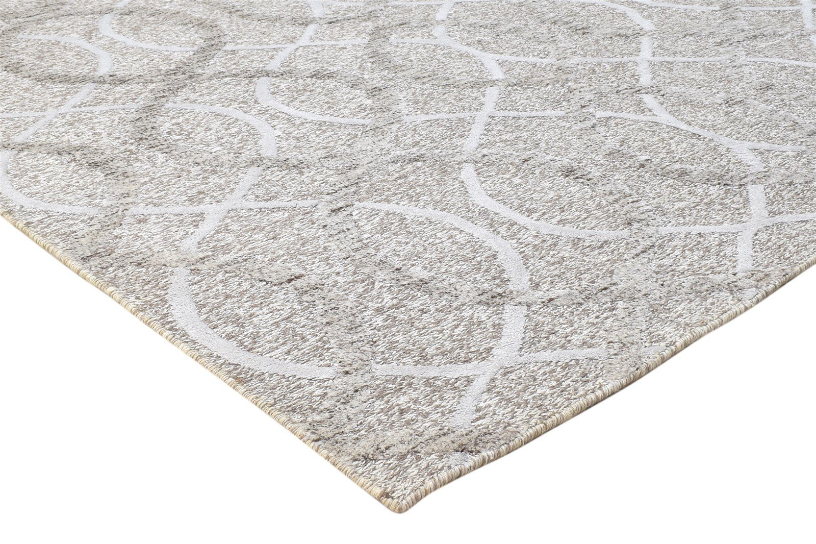 Grey Linen Rug 5' X 8' Modern Hand Knotted Scandinavian Trellis Room Size Carpet Area Rug