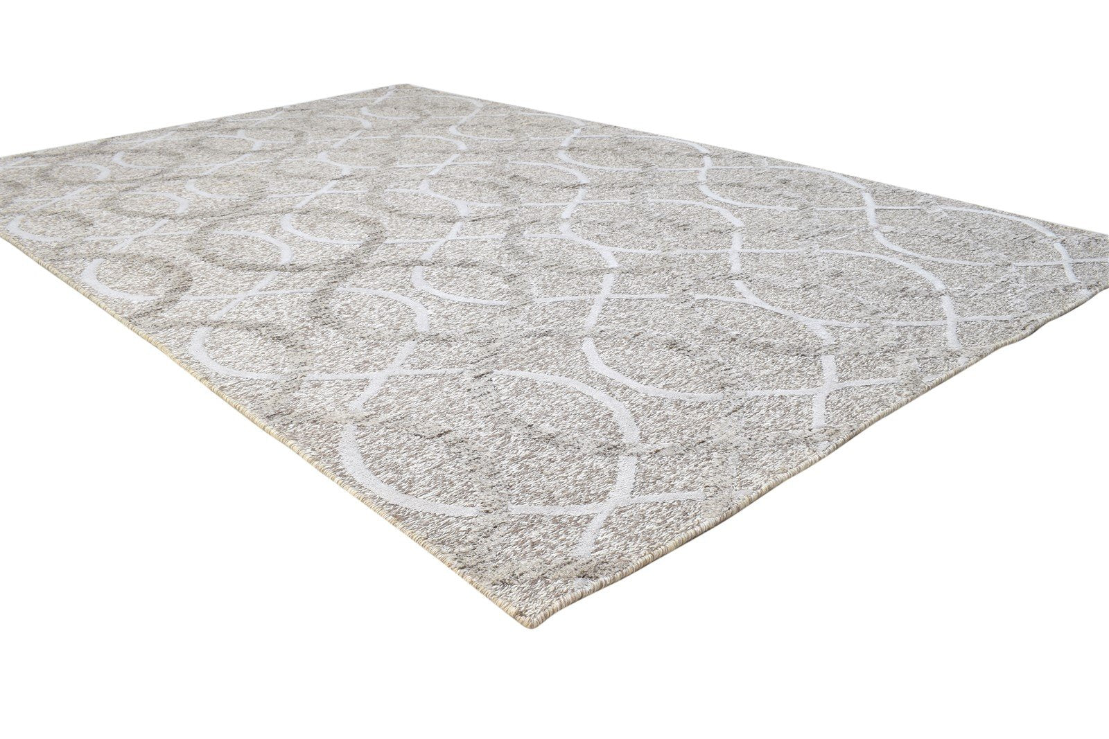 Grey Linen Rug 5' X 8' Modern Hand Knotted Scandinavian Trellis Room Size Carpet Area Rug