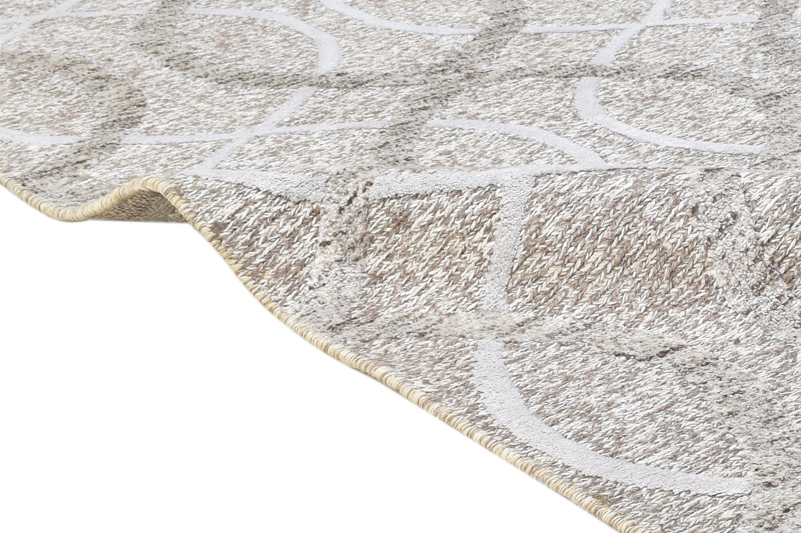 Grey Linen Rug 5' X 8' Modern Hand Knotted Scandinavian Trellis Room Size Carpet Area Rug