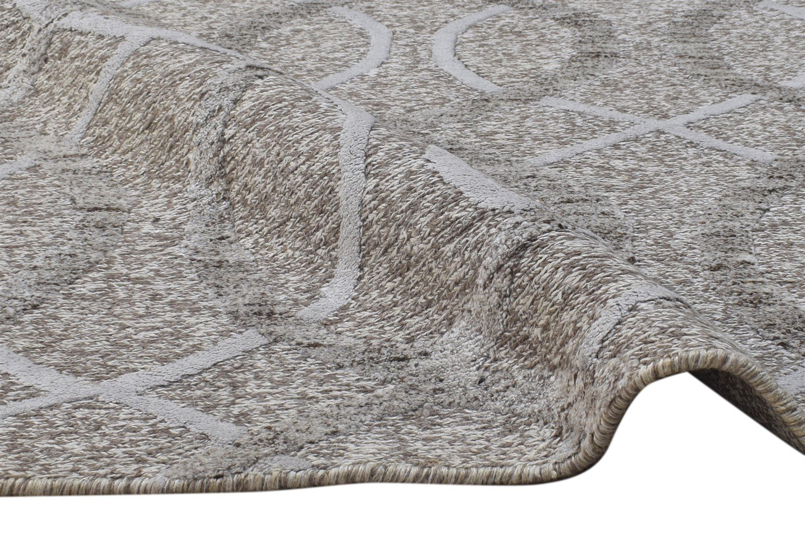 Grey Linen Rug 5' X 8' Modern Hand Knotted Scandinavian Trellis Room Size Carpet Area Rug