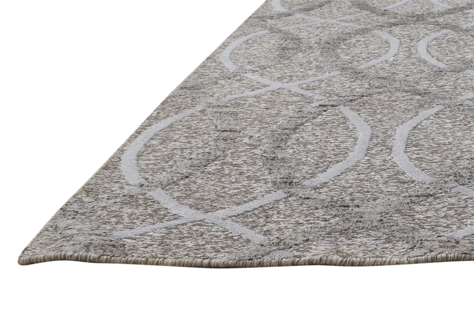 Grey Linen Rug 5' X 8' Modern Hand Knotted Scandinavian Trellis Room Size Carpet Area Rug
