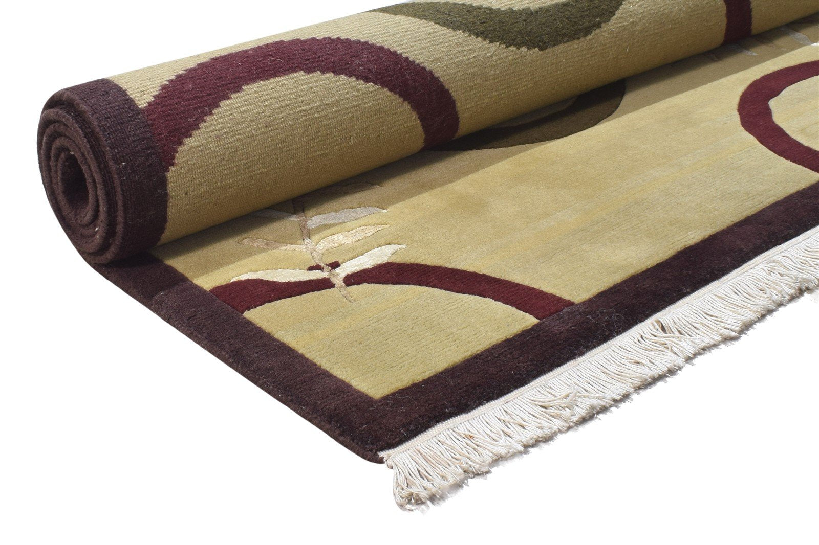 Hand Knotted Beige Wool / Silk Rug 5X7 Persian Gabbeh Tribal Room Size Carpet Area Rug
