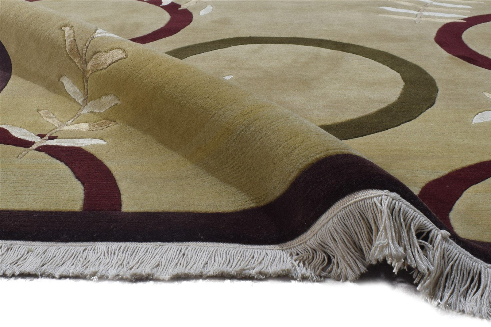 Hand Knotted Beige Wool / Silk Rug 5X7 Persian Gabbeh Tribal Room Size Carpet Area Rug