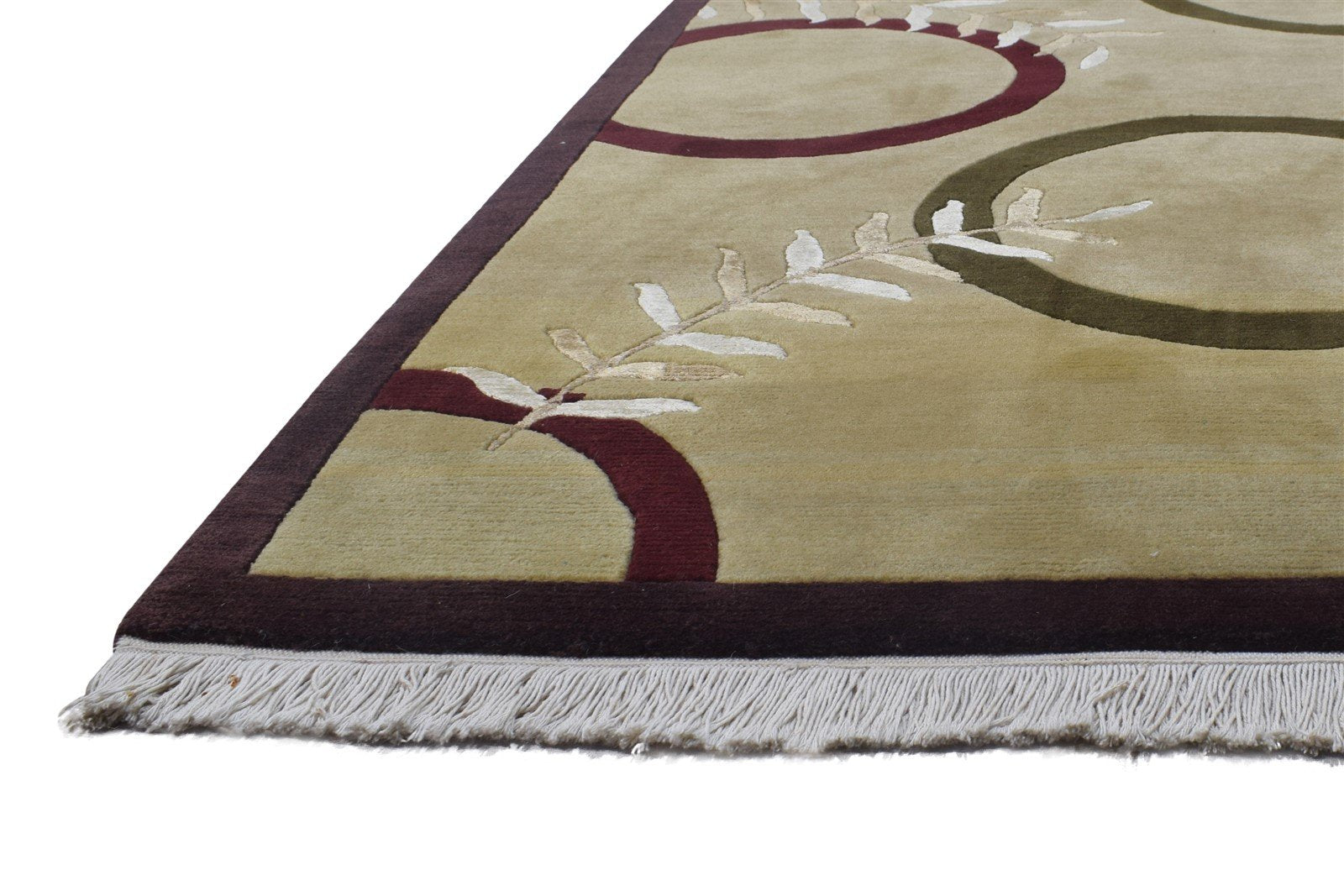 Hand Knotted Beige Wool / Silk Rug 5X7 Persian Gabbeh Tribal Room Size Carpet Area Rug