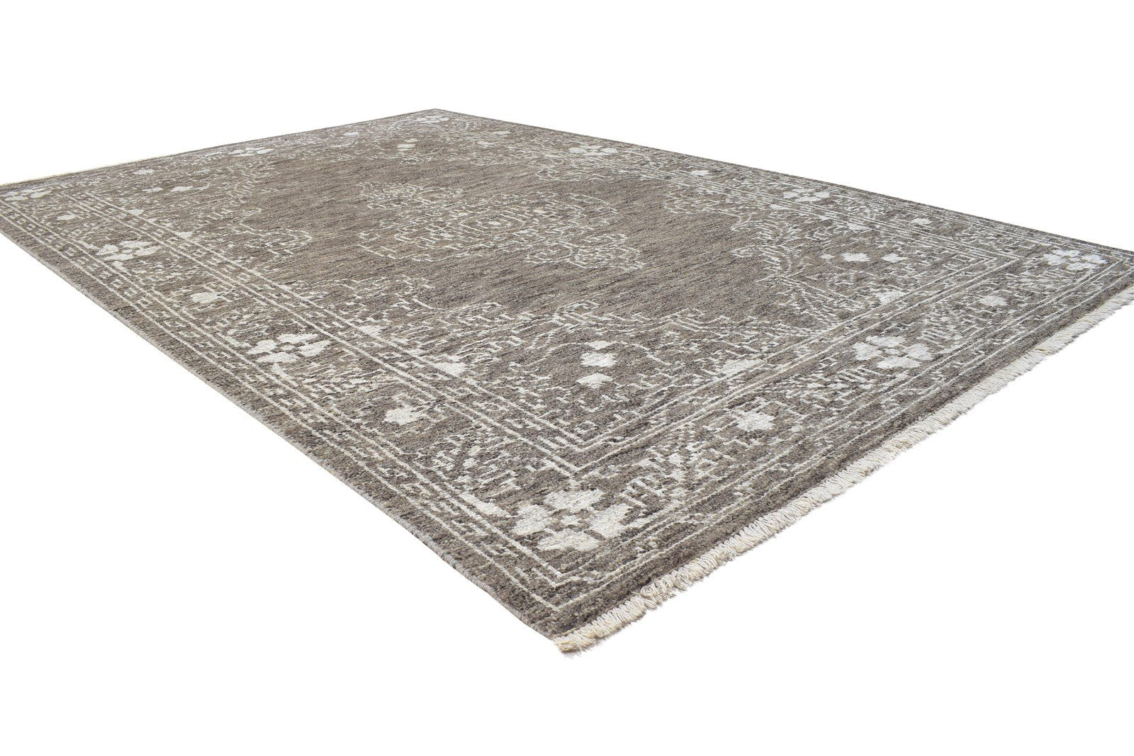 Hand Knotted Brown Wool / Silk Rug 5X8 Persian Oriental Medallion Room Size Area Rug