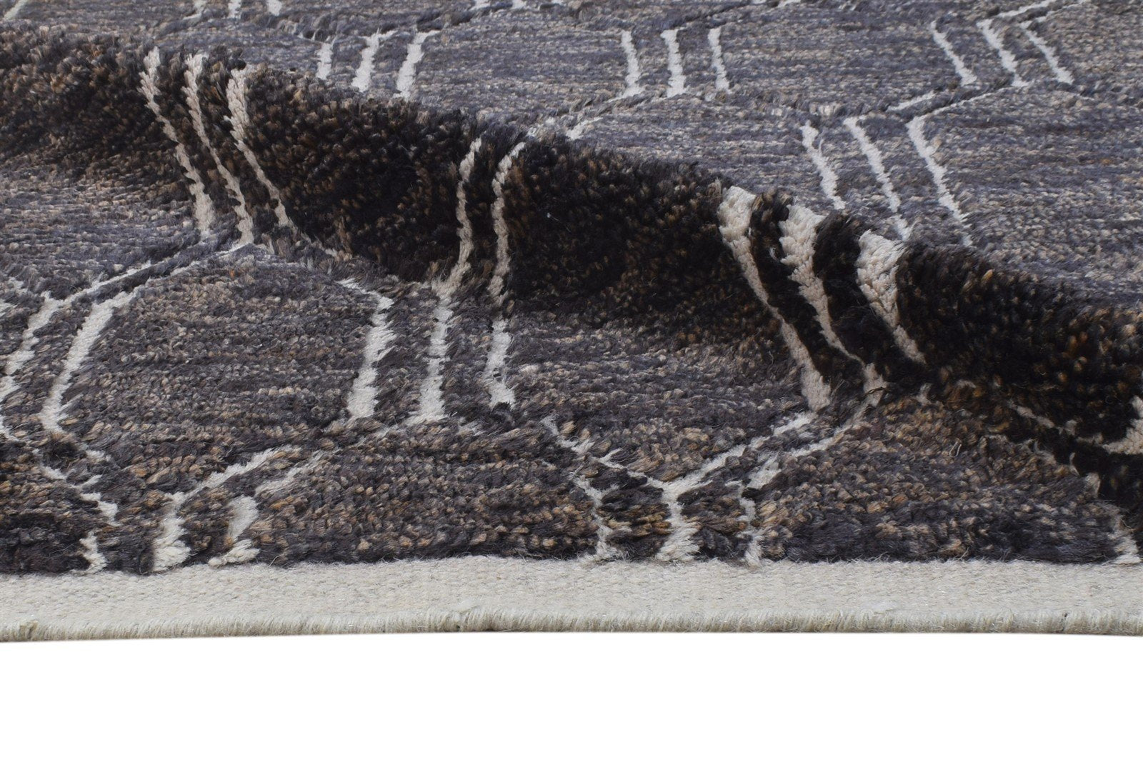 Hand Knotted Charcoal Wool / Jute Rug 6X7 Modern Scandinavian Trellis Room Size Area Rug