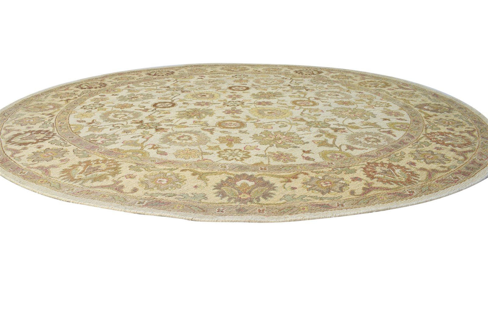 Beige Wool Rug 8' X 8' Persian Hand Knotted Kashan Oriental Large Carpet Area Rug