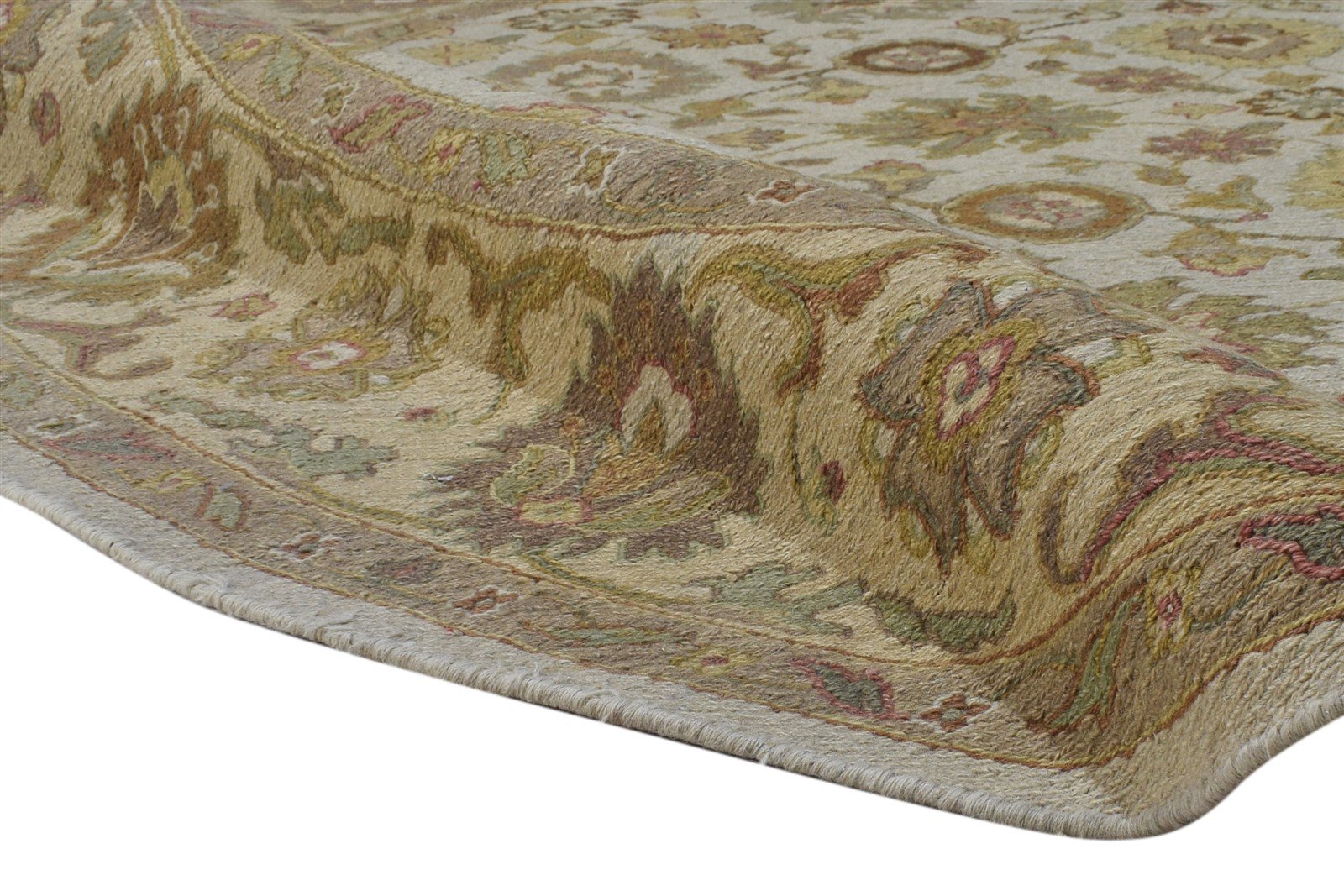 Beige Wool Rug 8' X 8' Persian Hand Knotted Kashan Oriental Large Carpet Area Rug