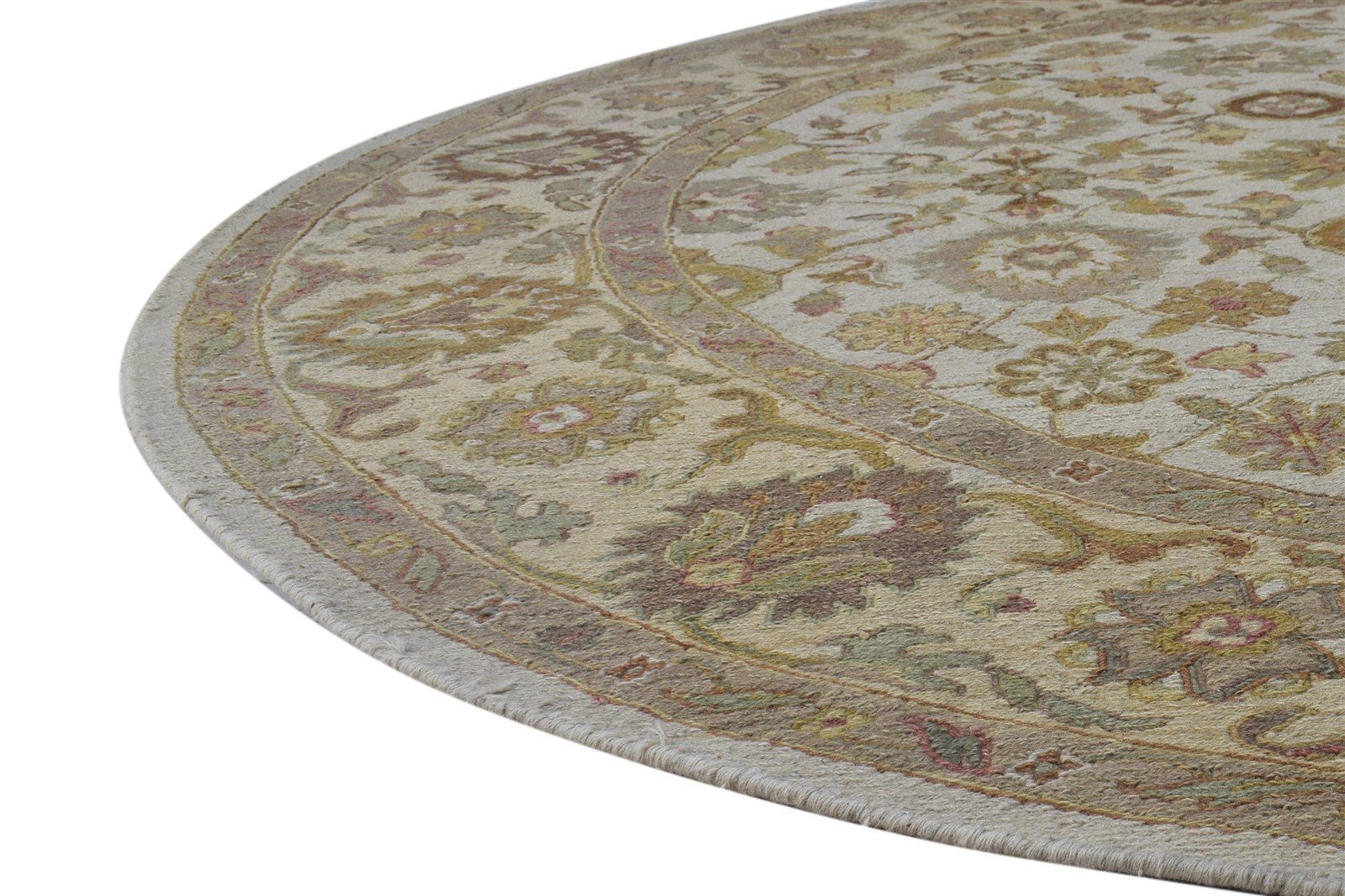 Beige Wool Rug 8' X 8' Persian Hand Knotted Kashan Oriental Large Carpet Area Rug