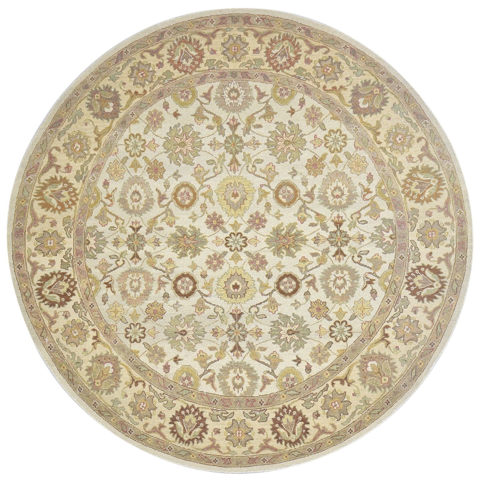 Beige Wool Rug 8' X 8' Persian Hand Knotted Kashan Oriental Large Carpet Area Rug