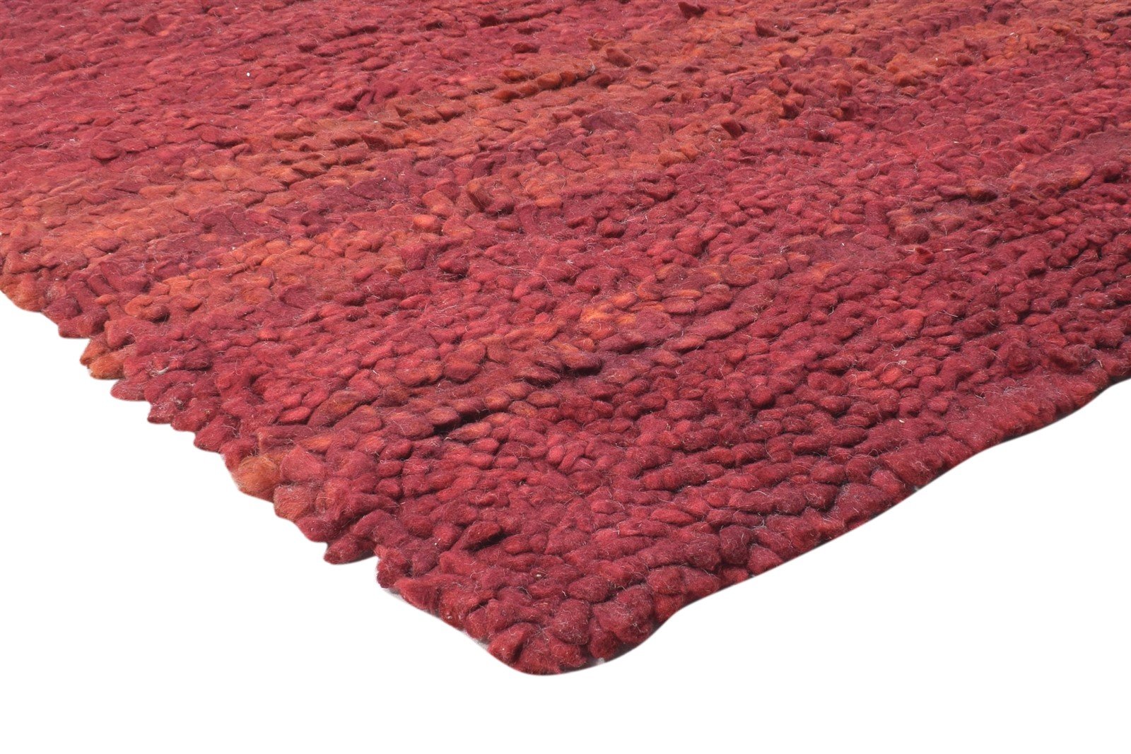 Hand Woven Red Wool Rug 7' X 9' Modern Bohemian Solid Large Carpet Area Rug