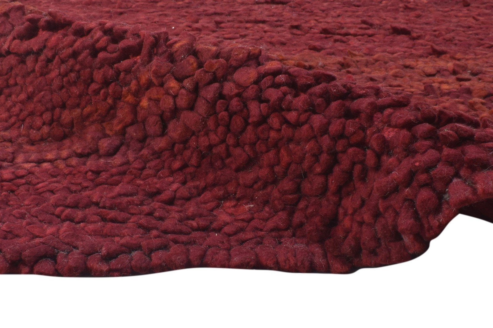 Hand Woven Red Wool Rug 7' X 9' Modern Bohemian Solid Large Carpet Area Rug