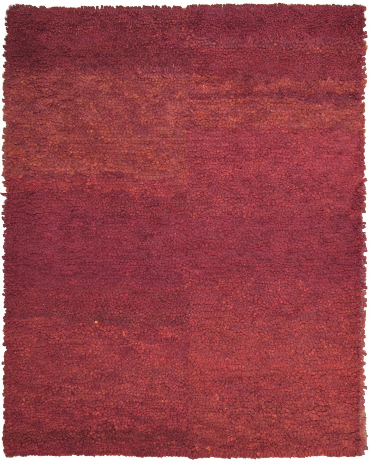 Hand Woven Red Wool Rug 7' X 9' Modern Bohemian Solid Large Carpet Area Rug