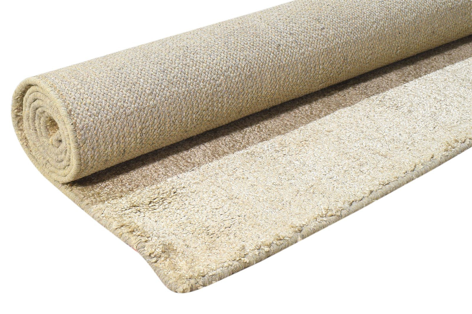 Beige Silk Rug 8' X 8' Modern Hand Woven Scandinavian Solid Large Carpet Area Rug