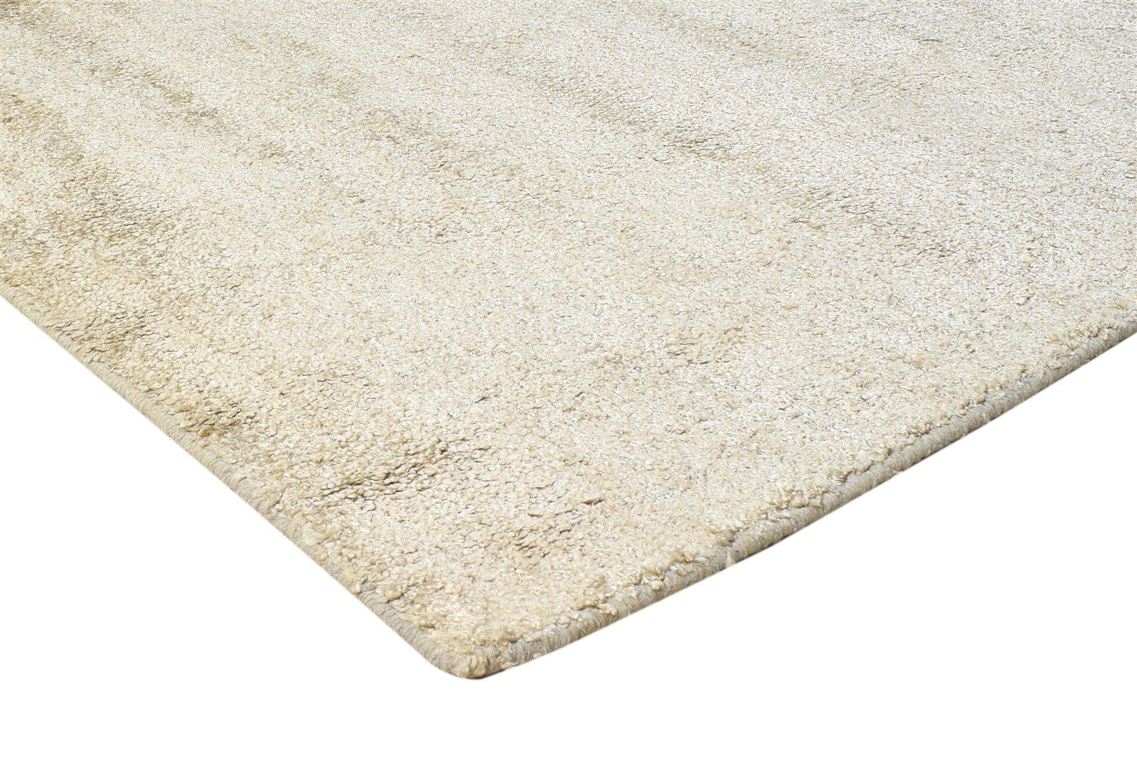 Beige Silk Rug 8' X 8' Modern Hand Woven Scandinavian Solid Large Carpet Area Rug