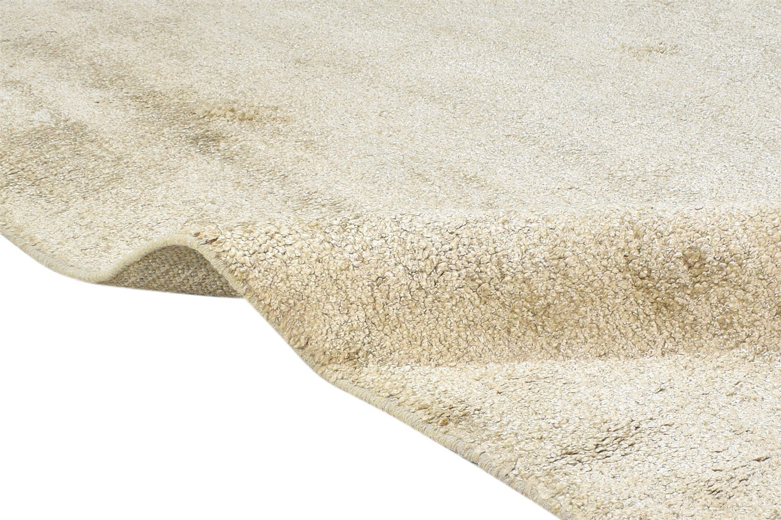 Beige Silk Rug 8' X 8' Modern Hand Woven Scandinavian Solid Large Carpet Area Rug