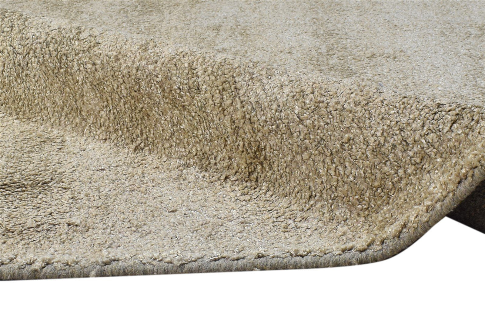 Beige Silk Rug 8' X 8' Modern Hand Woven Scandinavian Solid Large Carpet Area Rug