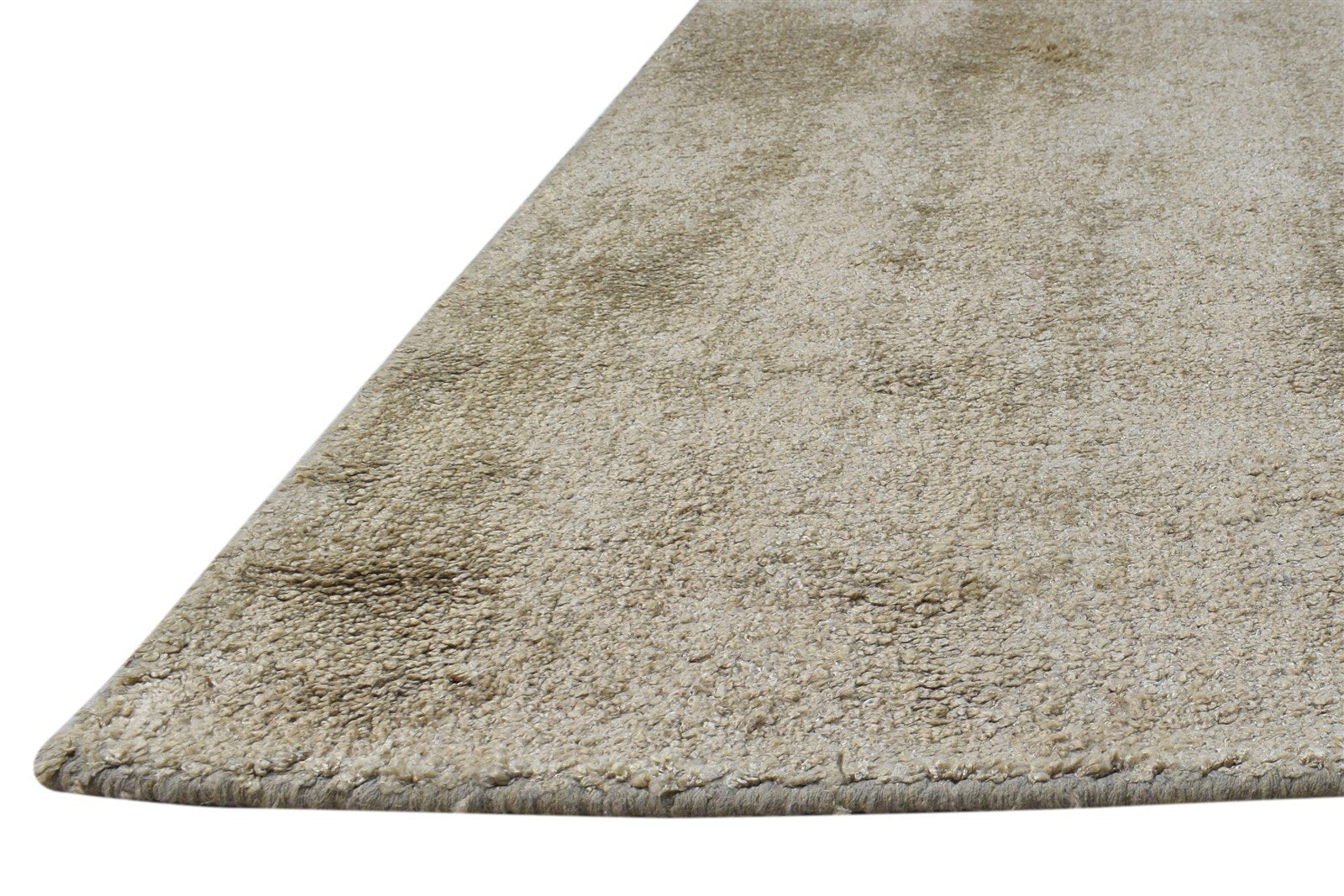 Beige Silk Rug 8' X 8' Modern Hand Woven Scandinavian Solid Large Carpet Area Rug