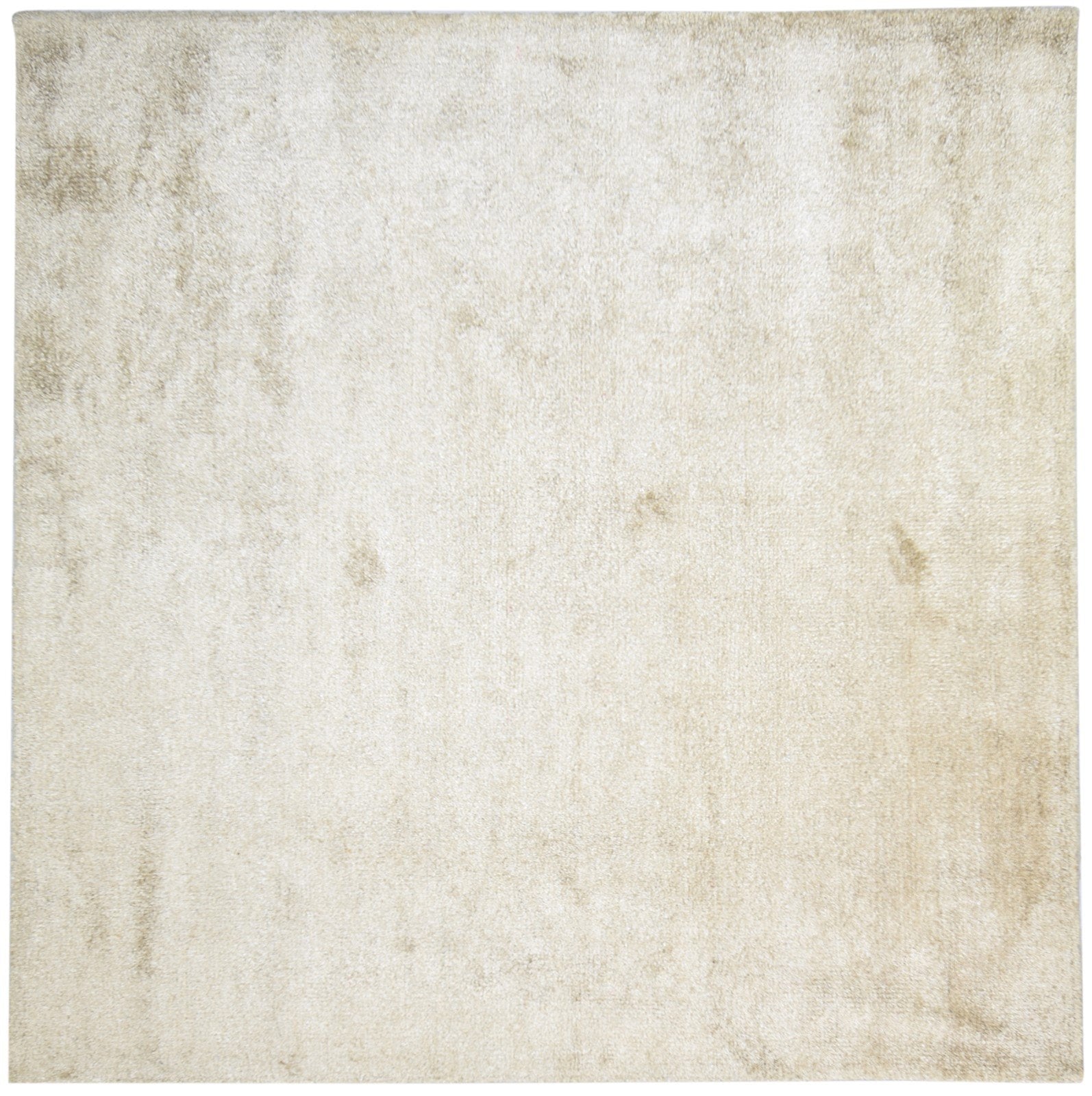 Beige Silk Rug 8' X 8' Modern Hand Woven Scandinavian Solid Large Carpet Area Rug