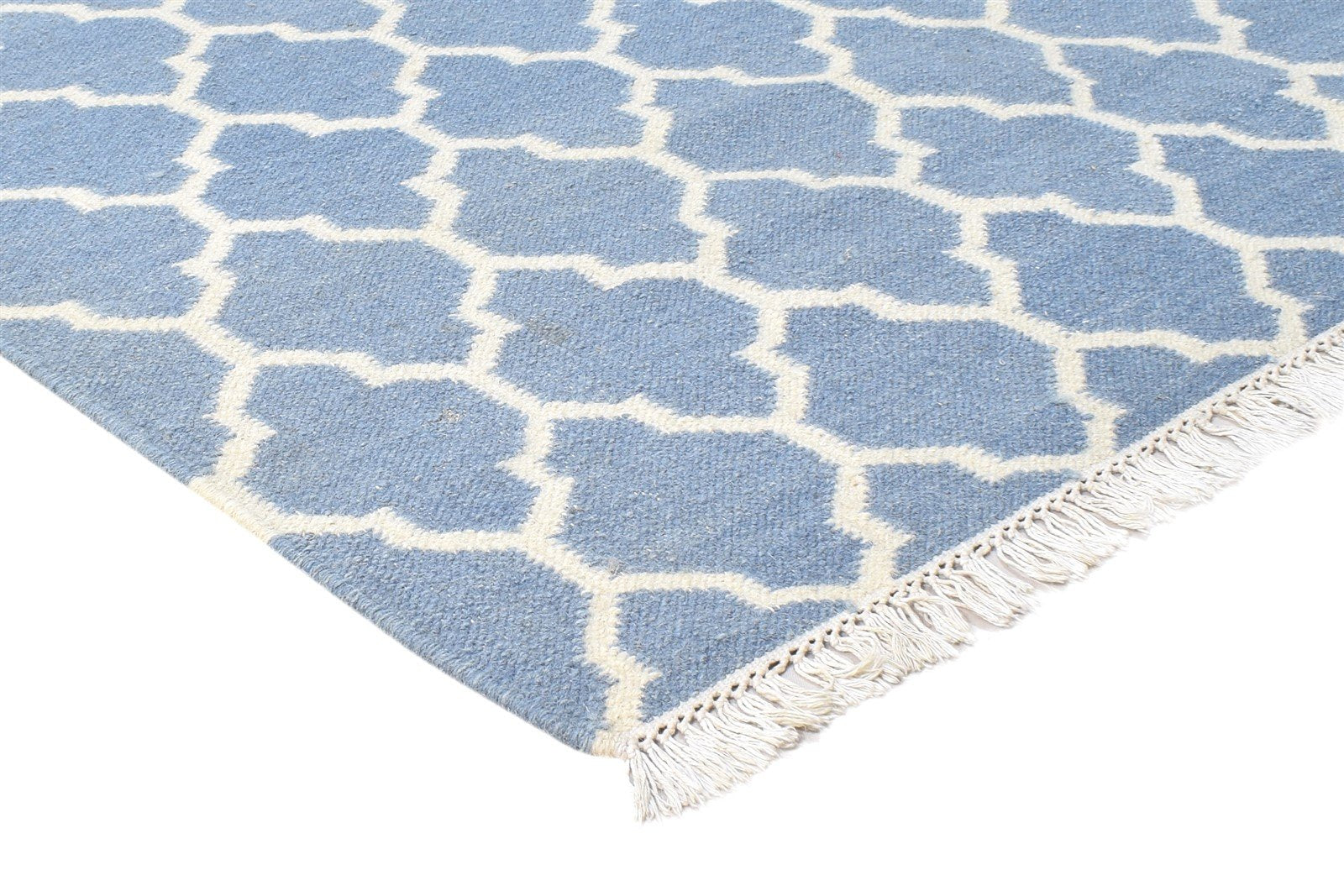 5' X 7' Rug Wool Blue Modern Dhurrie Moroccan Trellis Room Size Carpet Area Rug