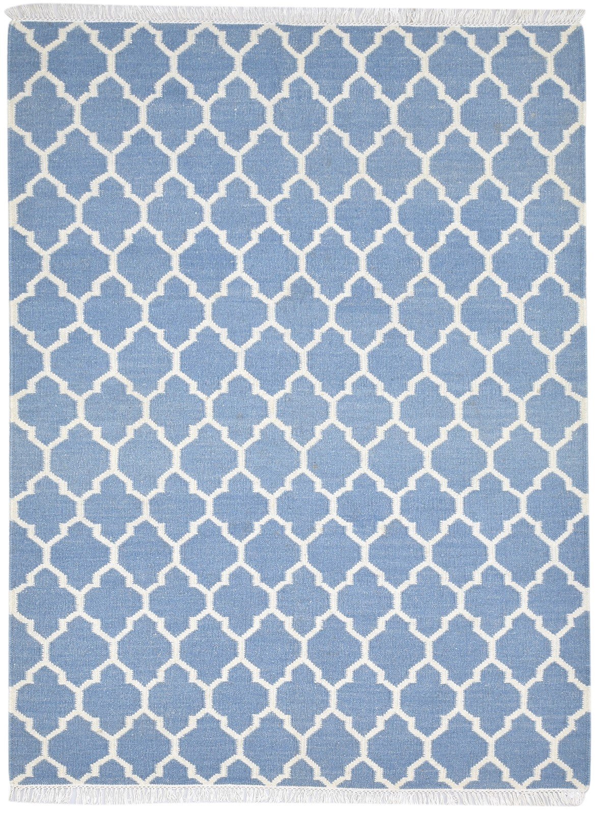5' X 7' Rug Wool Blue Modern Dhurrie Moroccan Trellis Room Size Carpet Area Rug