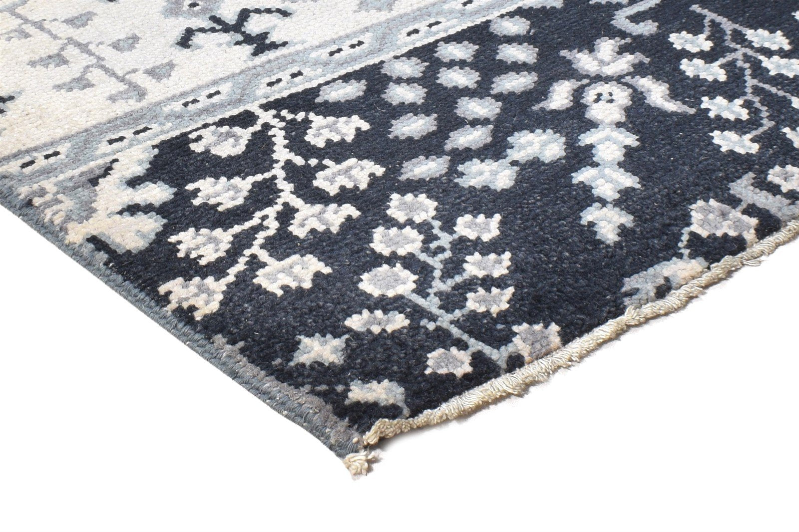Black Wool Rug 2' X 2' Persian Hand Knotted Oushak Oriental Small Carpet Area Rug