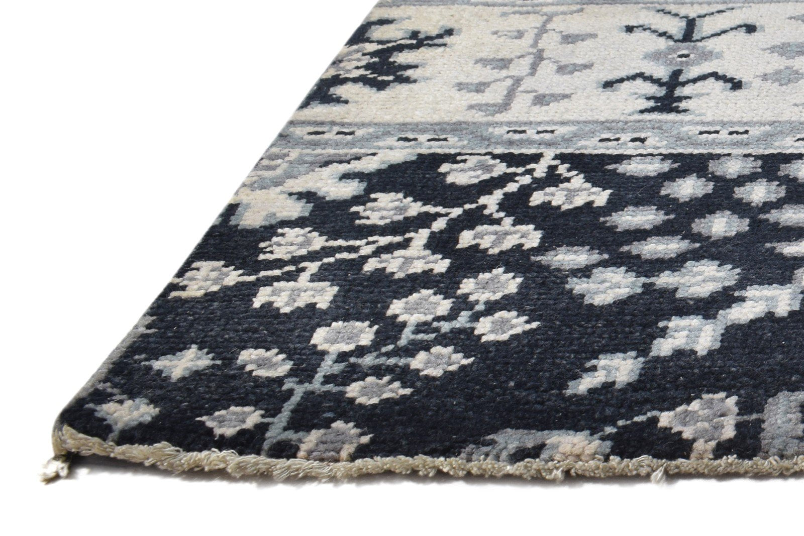 Black Wool Rug 2' X 2' Persian Hand Knotted Oushak Oriental Small Carpet Area Rug